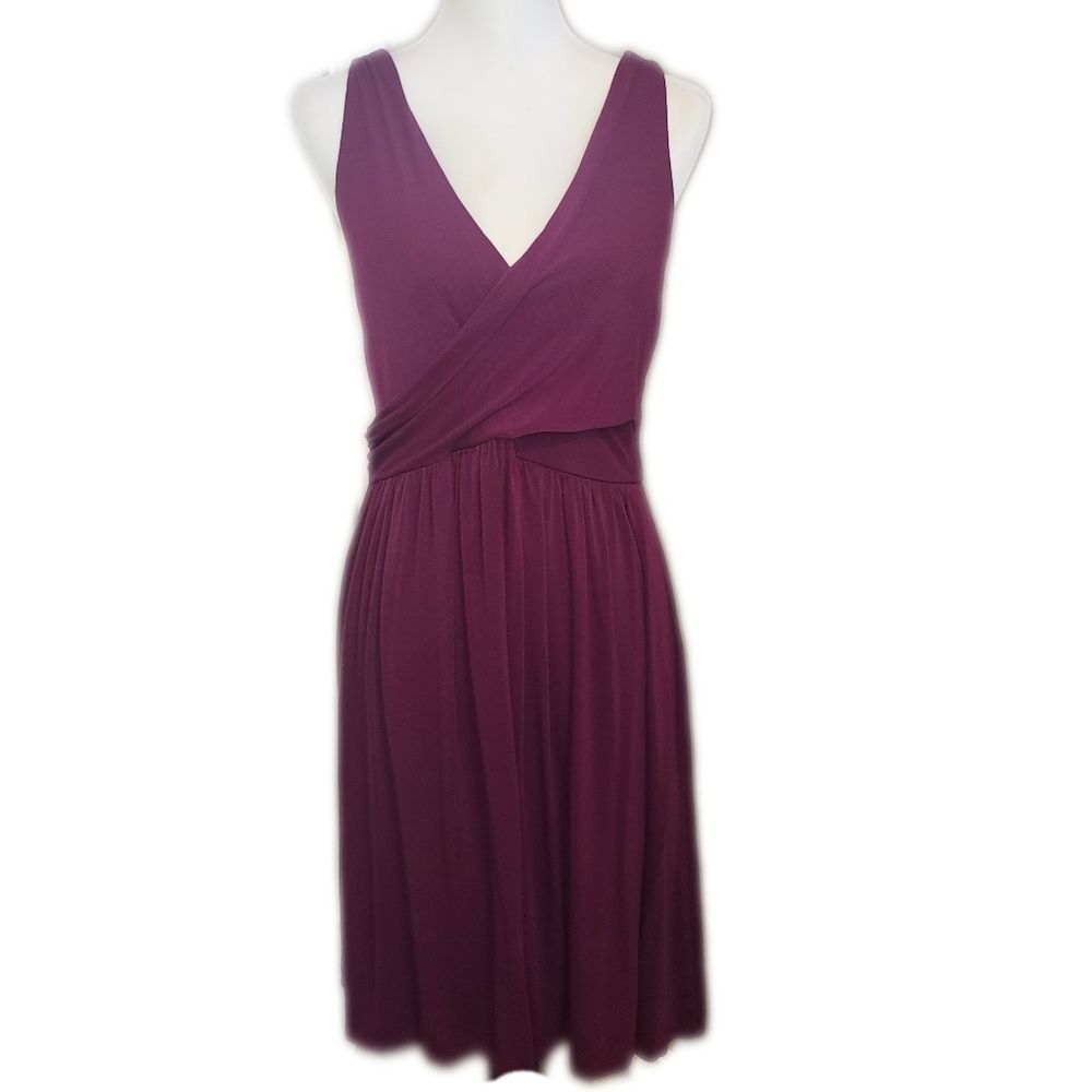 LOFT (Ann Taylor LOFT) V-neck Faux Wrap Sleeveless Midi Dress, M